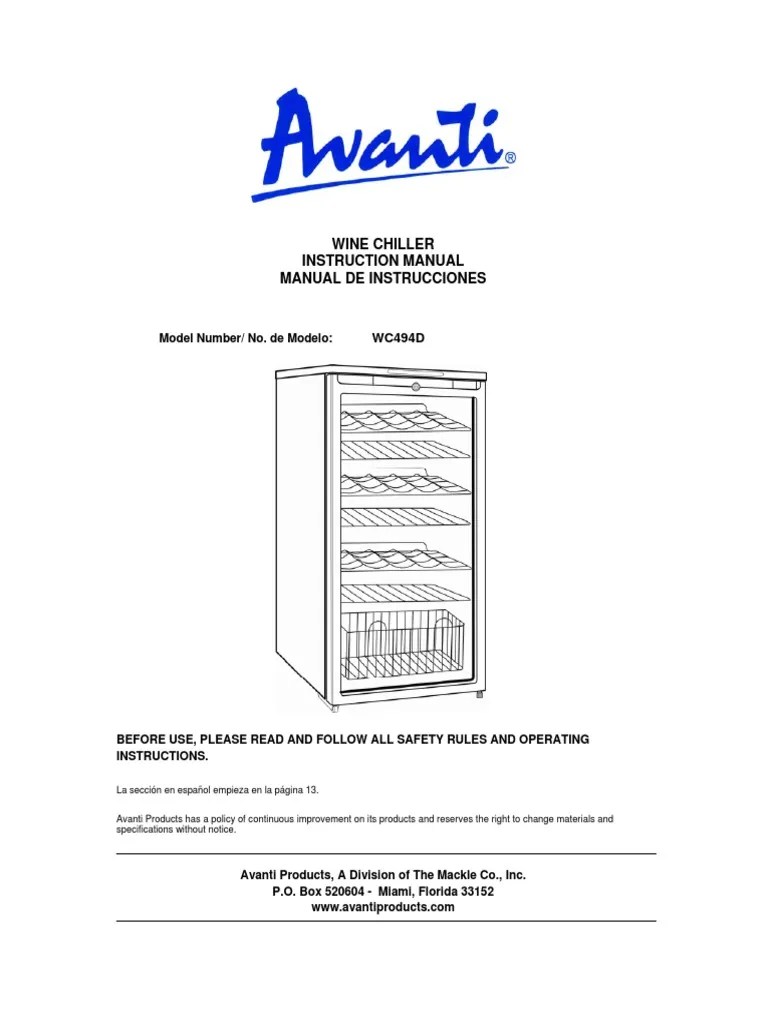 Wine Chiller Instruction Manual Manual de Instrucciones Model Number