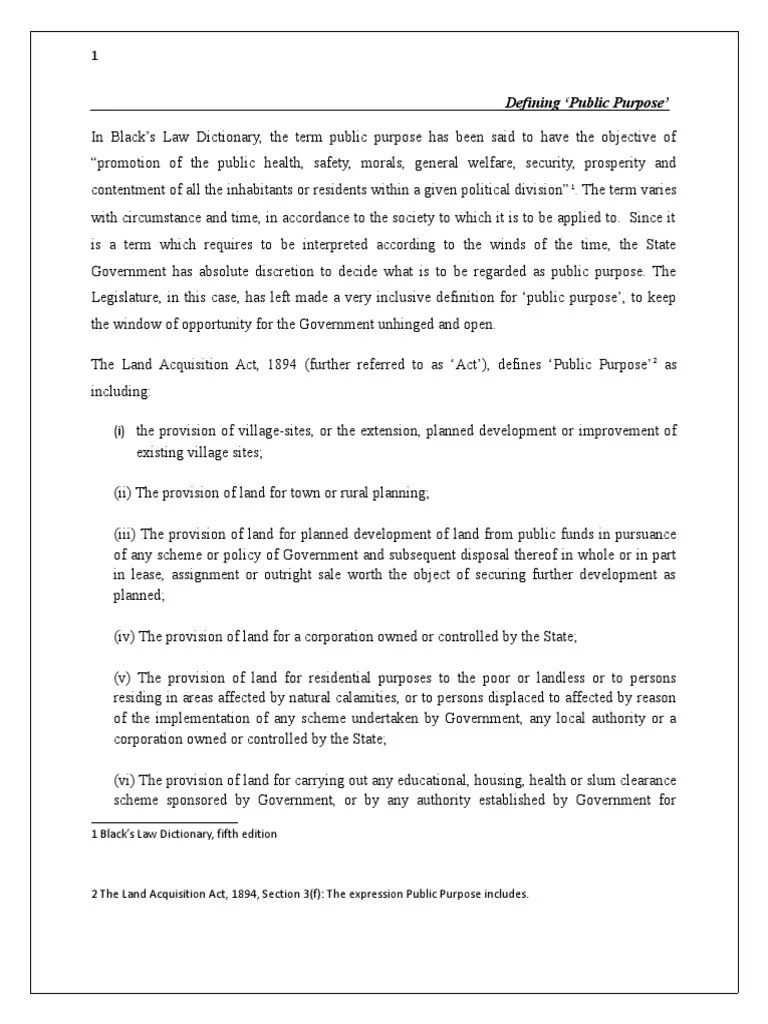 Defining Public Purpose' PDF Eminent Domain Justice