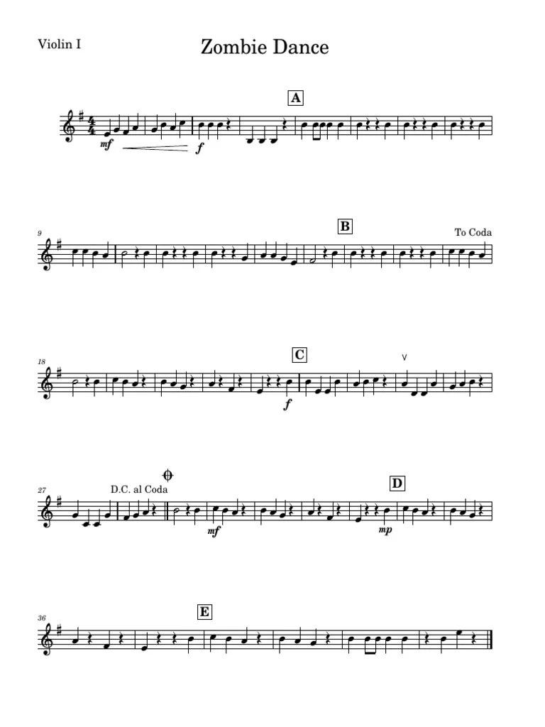 Zombie DanceViolin I PDF