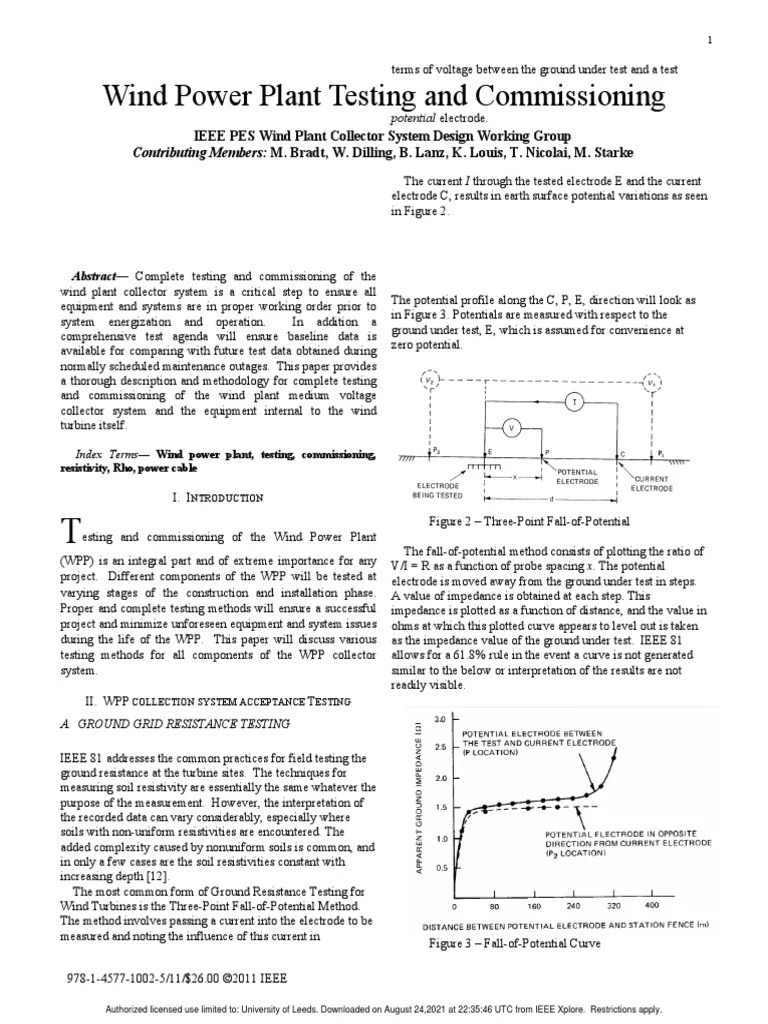 Wind Power Plant Testing and Commissioning PDF Electrical Substation Transformer