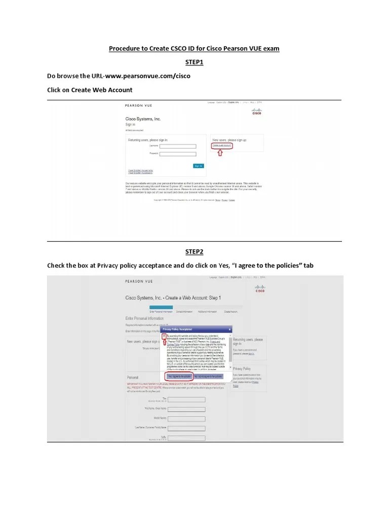 Click On Create  Account Procedure To Create CSCO ID For Cisco
