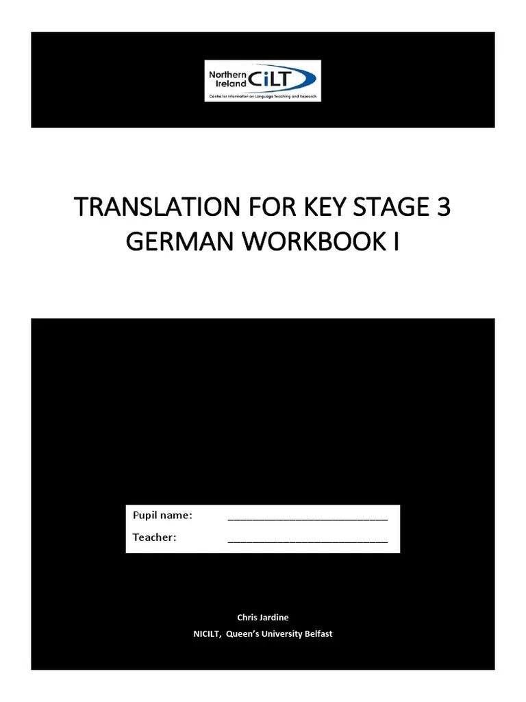 Translation For Key Stage 3 German Workbook I Pupil Name Teacher PDF