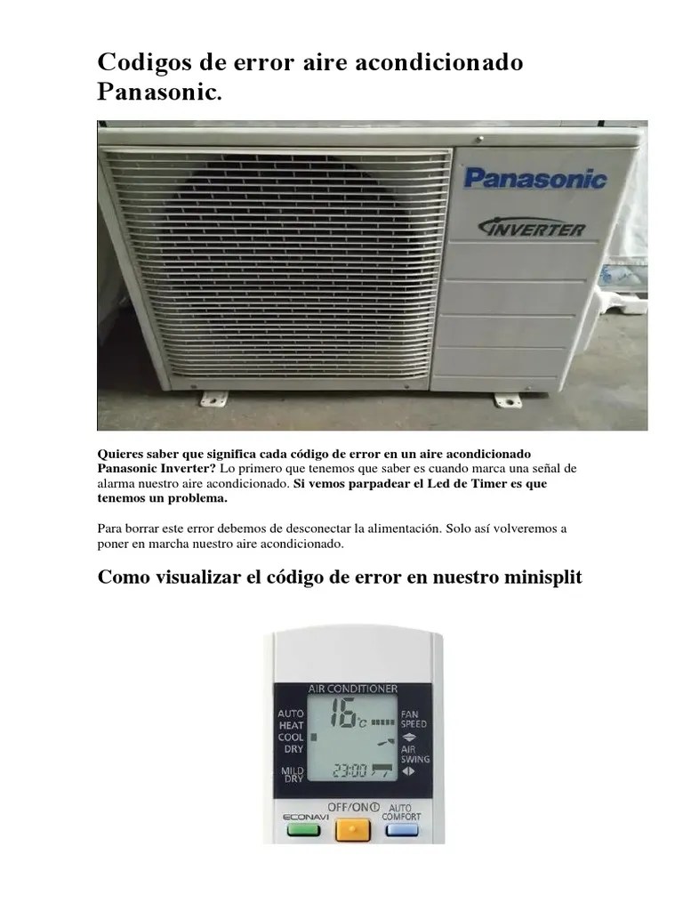 Codigos de Error Aire Acondicionado Panasonic PDF Temperatura Equipo