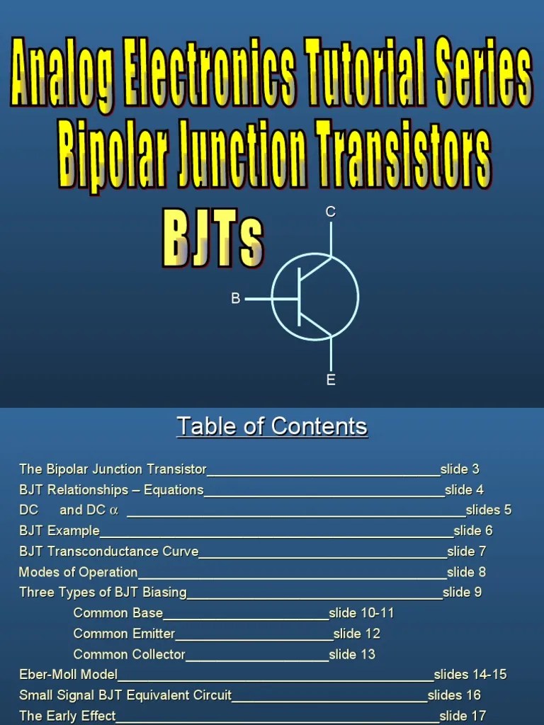 BJT Transistor PDF Bipolar Junction Transistor Semiconductors