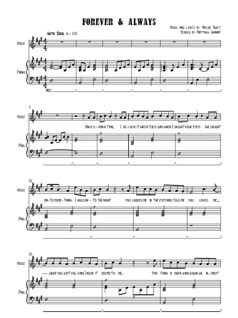 forever and always sheet music