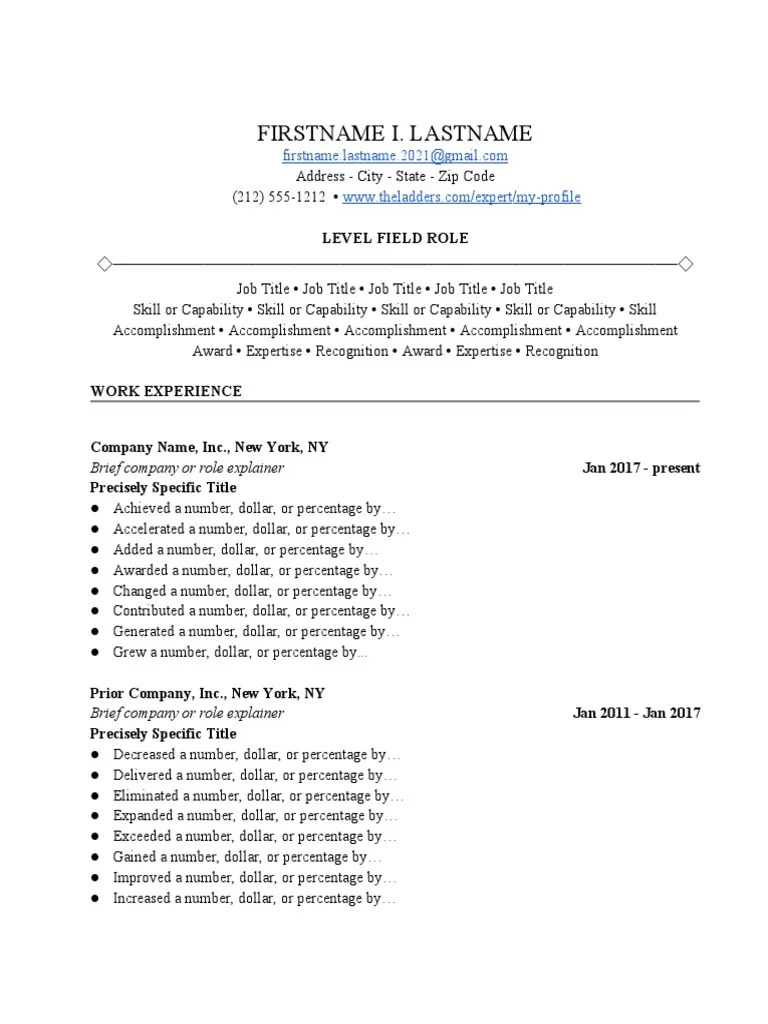 Ladders Resume Template PDF