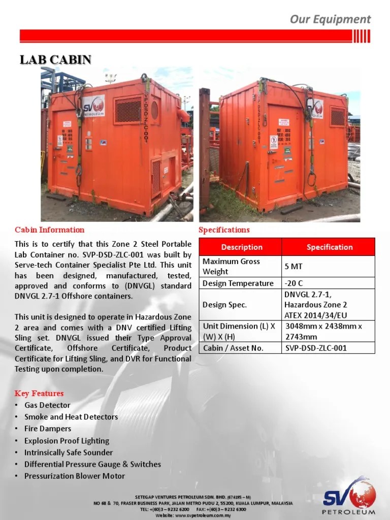 Specifications and Key Features of the Zone 2 Steel Portable Lab