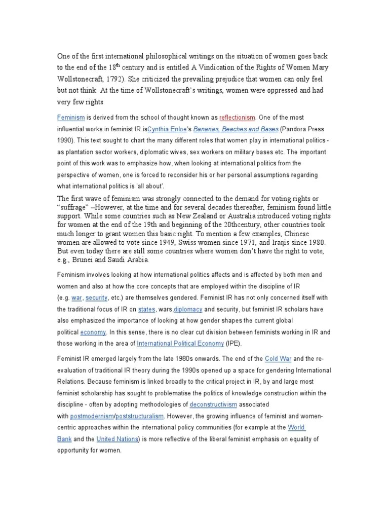 F Eminism Cynthia Enloe Bananas, Beaches and Bases PDF Feminism