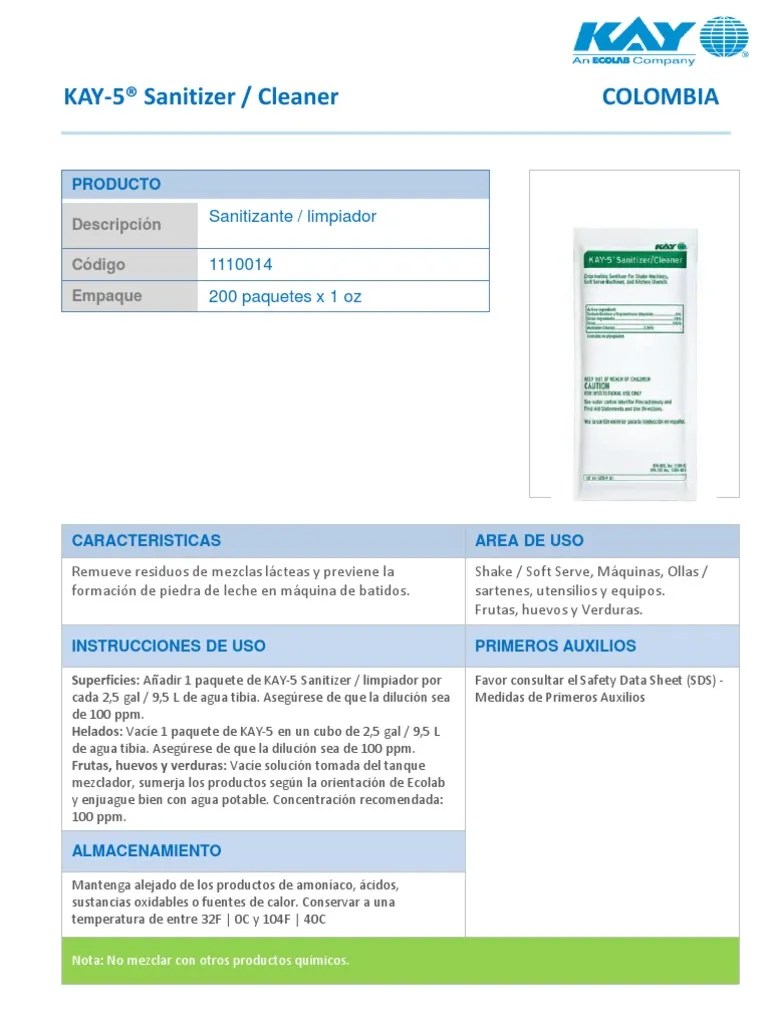 Kay 5 Sanitizer Cleaner FT Veg PDF