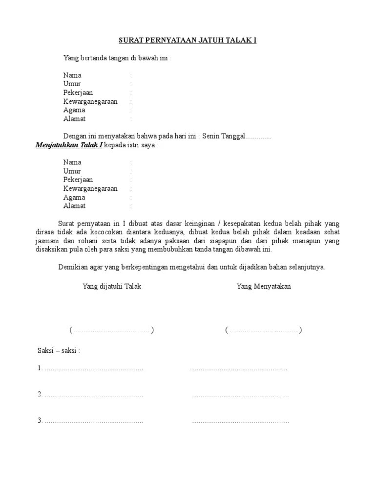 contohsuratpernyataanjatuhtalak