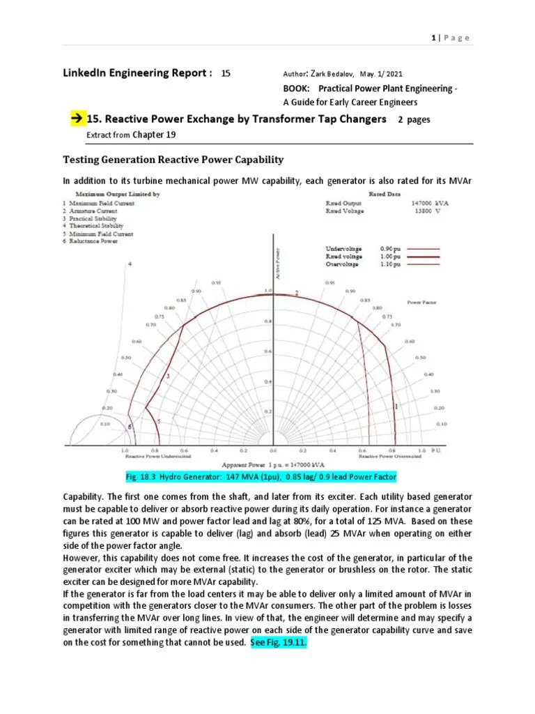 Testing Reactive Power Capability Through Transformer Tap Changers An Example of Exchanging