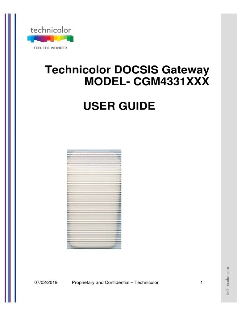 Technicolor DOCSIS Gateway - MODEL CGM4331XXX - User Guide | PDF | Wi