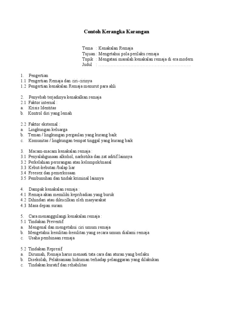 Contoh Kerangka Karangan | PDF