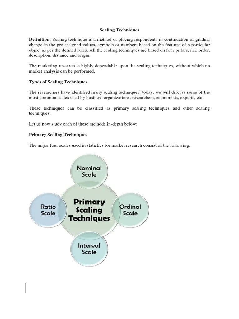 Scaling Techniques Definition Scaling Technique Is A Method of Placing