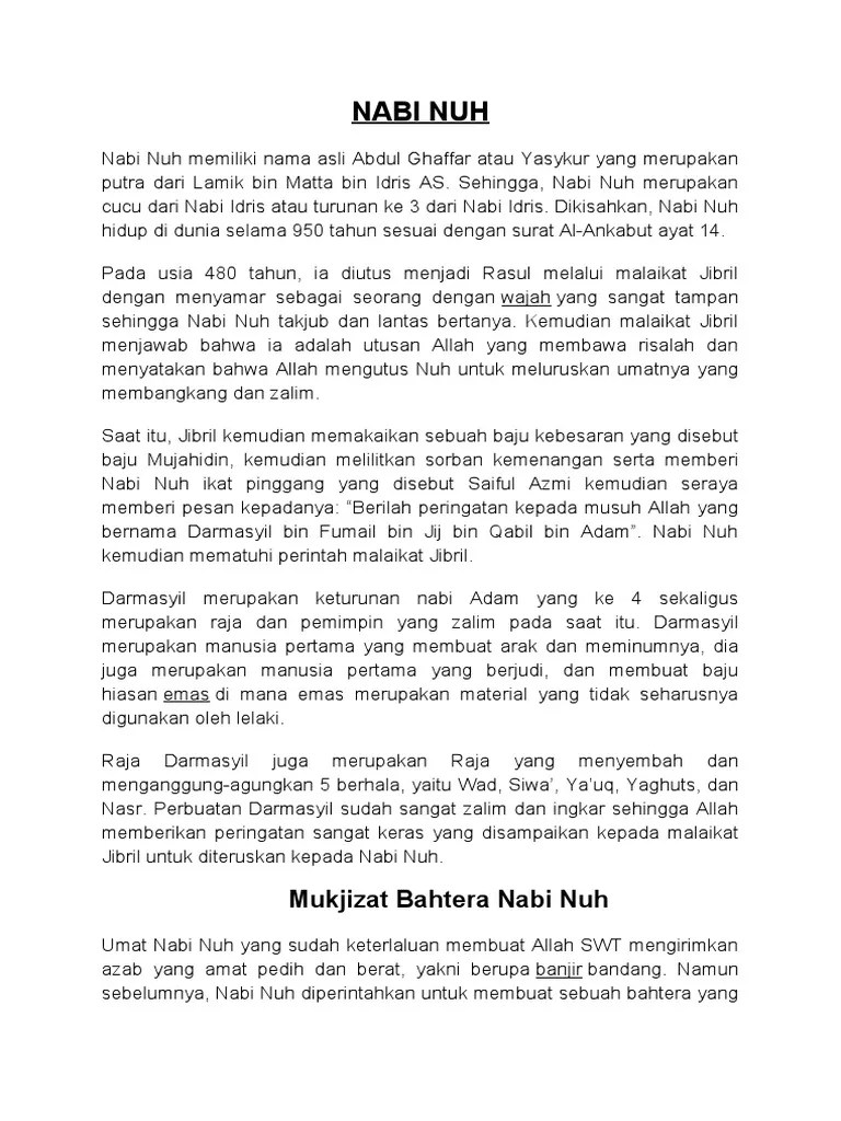 Paling Laju Putra Nabi Nuh Yang Tenggelam Adalah