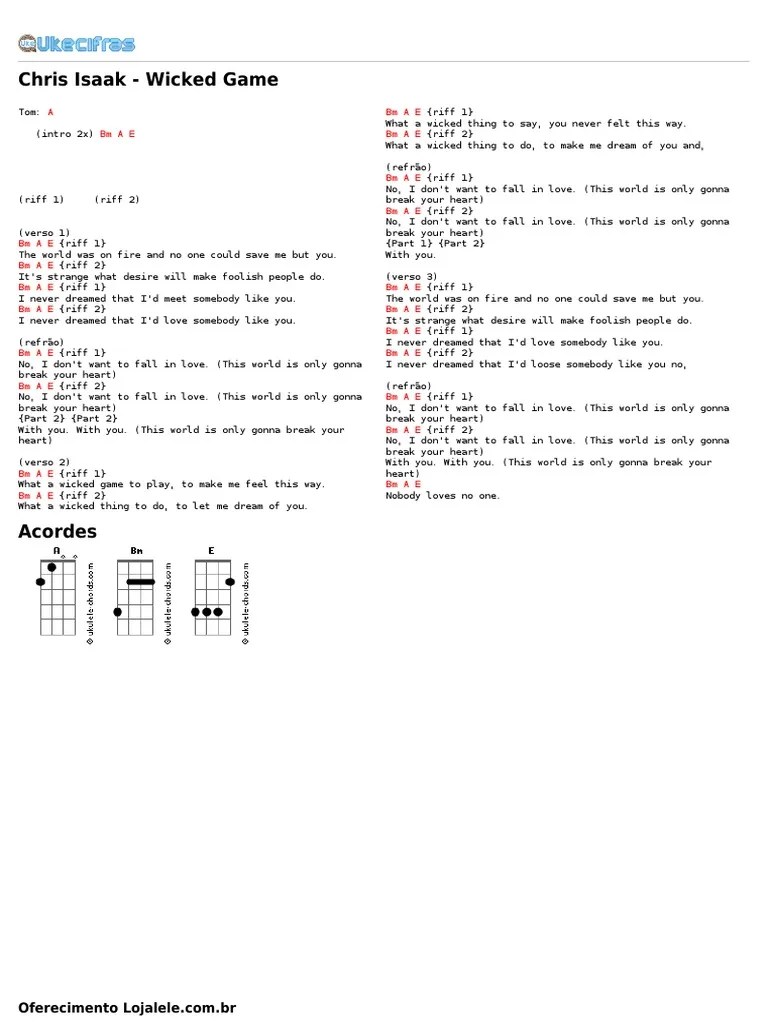 Chris Isaak Wicked Game (Uke Cifras) PDF