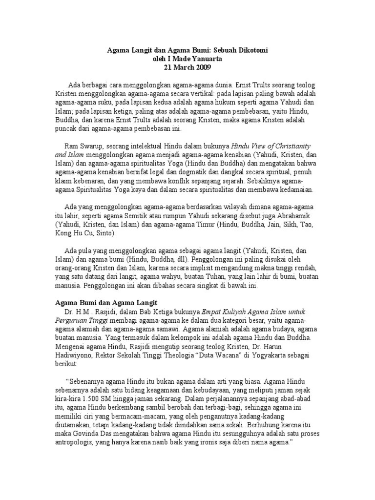 Agama Langit Dan Agama Bumi | PDF