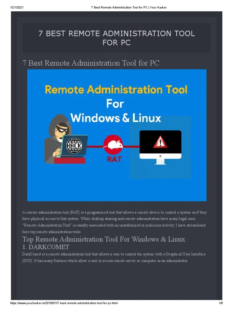 7 Best Remote Administration Tool For PC Your Hacker PDF Remote