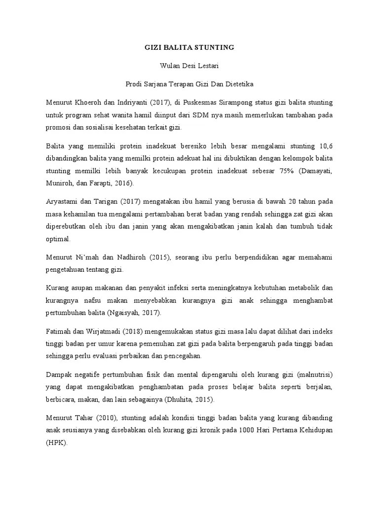Gizi Balita Stunting - Wulan Desi Lestari | PDF