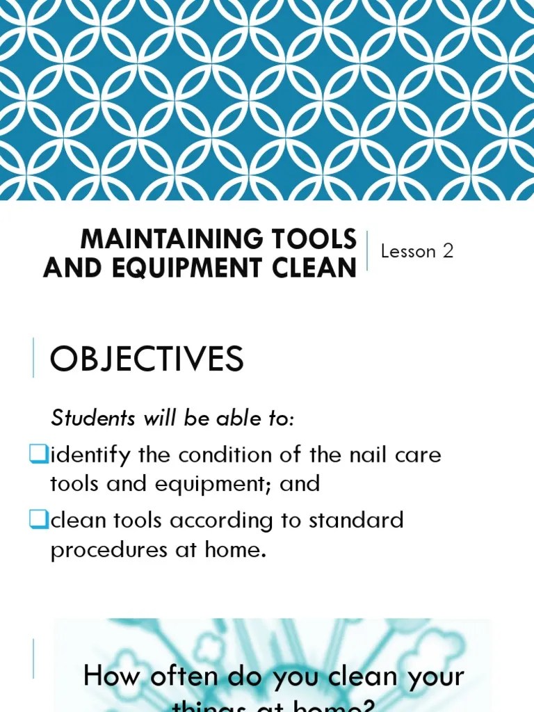 Maintaining Tools and Equipment Clean 2 PDF Disinfectant