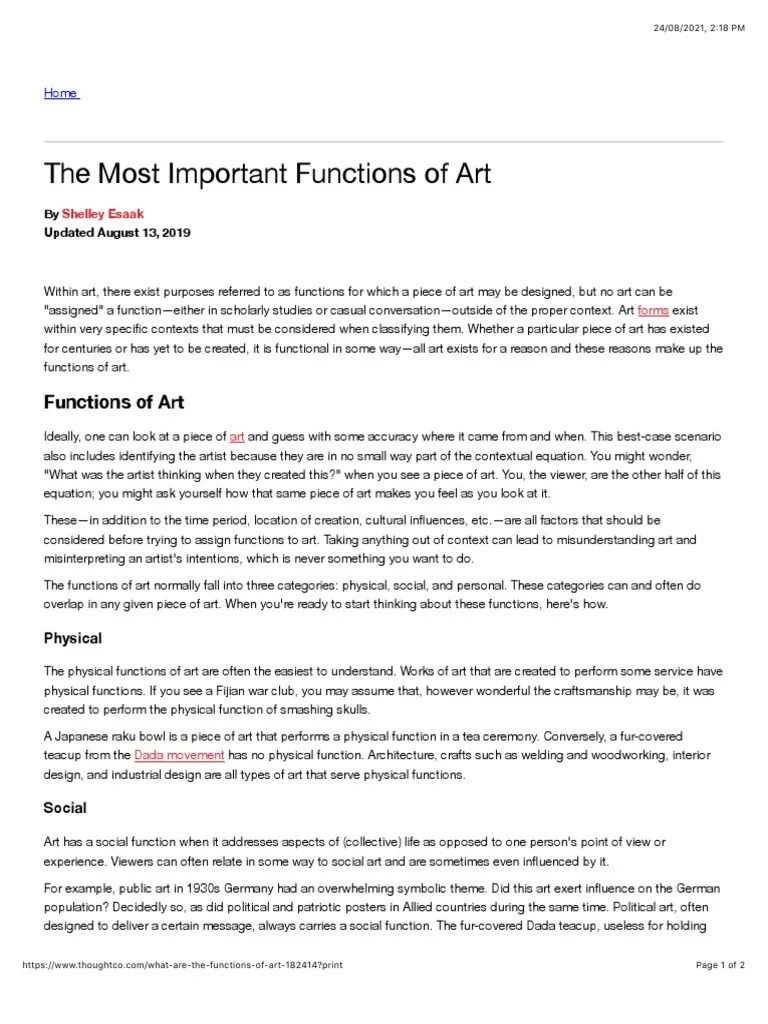 The Most Important Functions of Art PDF Reason Human