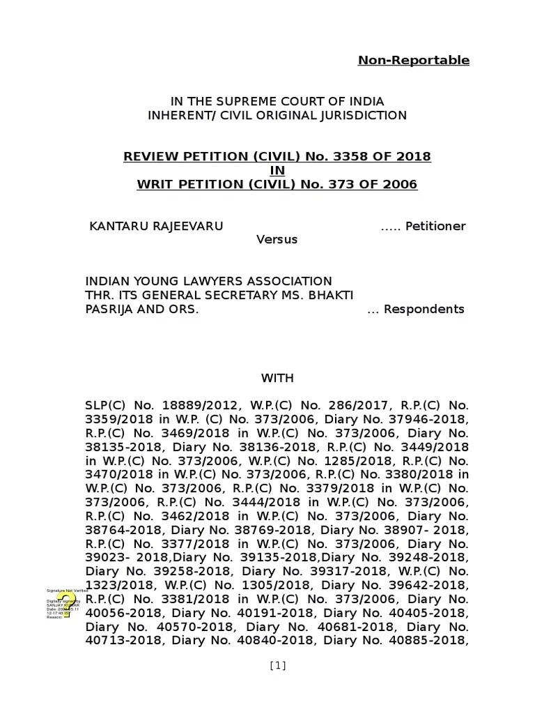 Review Petition (Civil) No. 3358 of 2018 IN Writ Petition (Civil) No