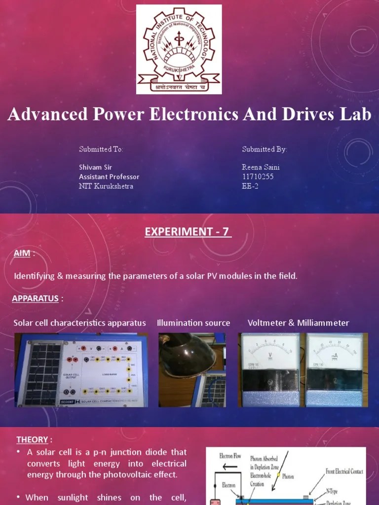 Advanced Power Electronics and Drives Lab PDF Solar Cell