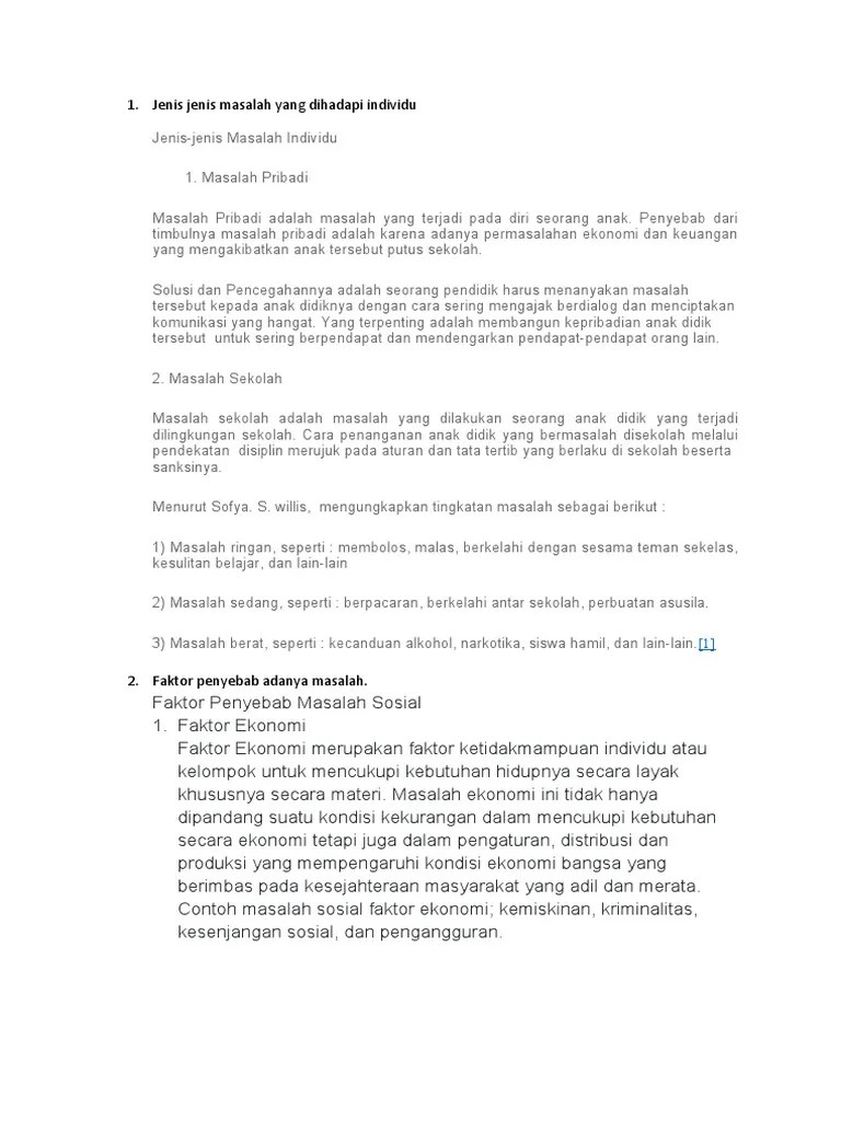 Jenis Jenis Masalah Yang Dihadapi Individu | PDF
