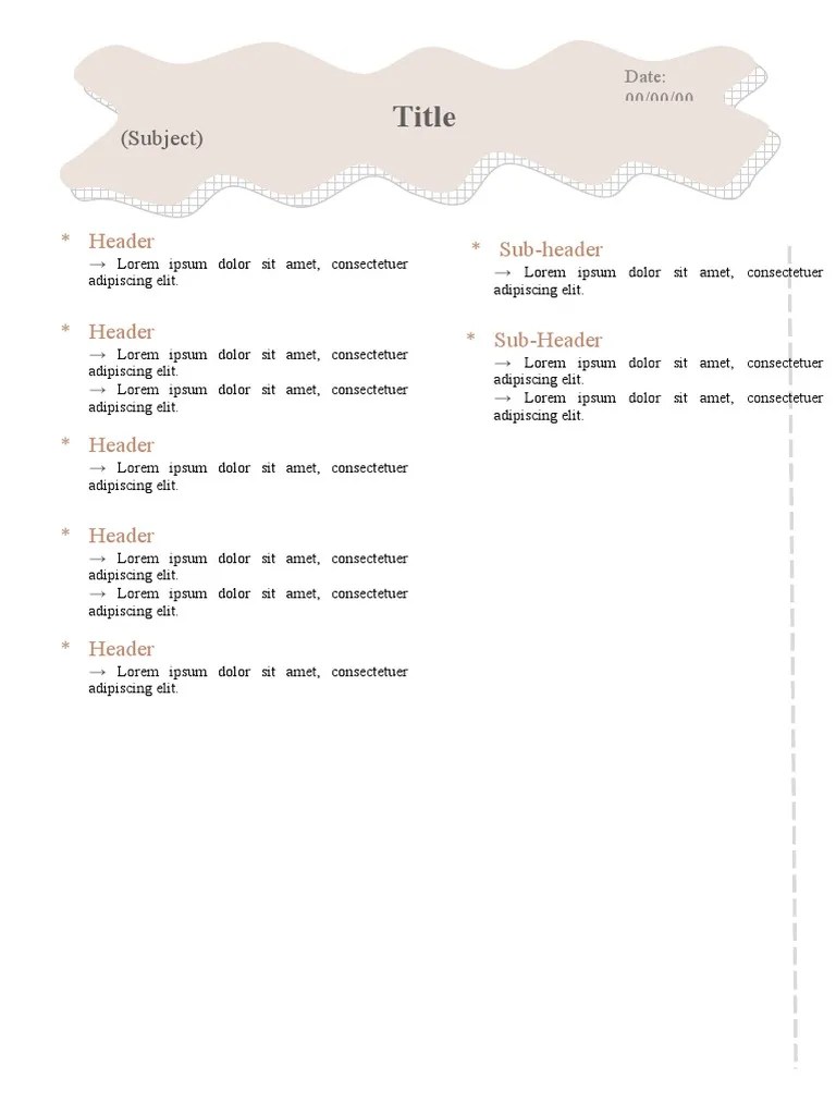 Ms Word Notes Template 2 PDF Text