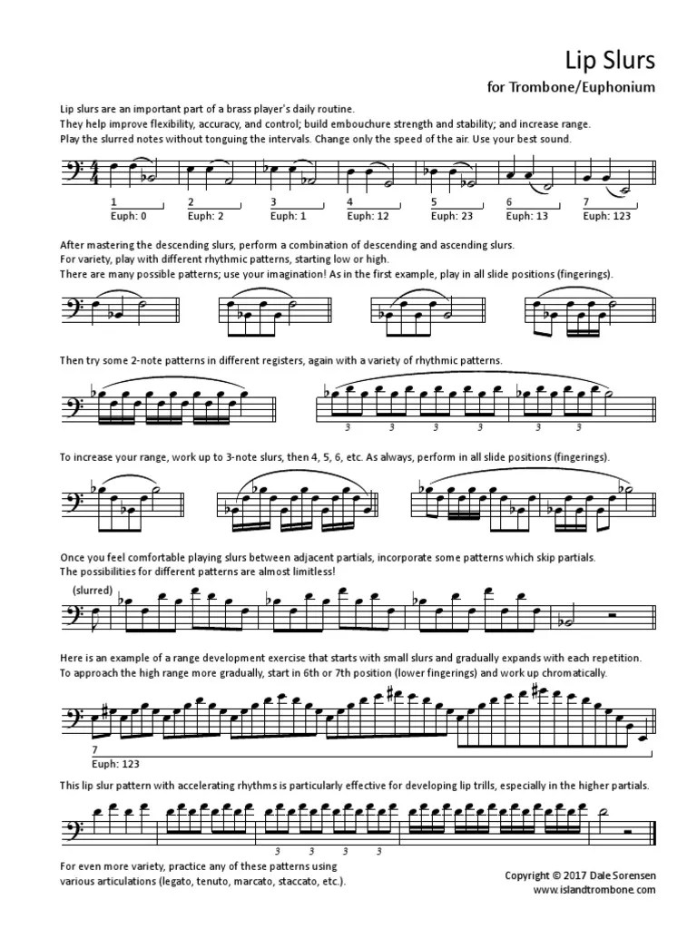 Lip Slurs For Trombone/Euphonium PDF Musical Compositions