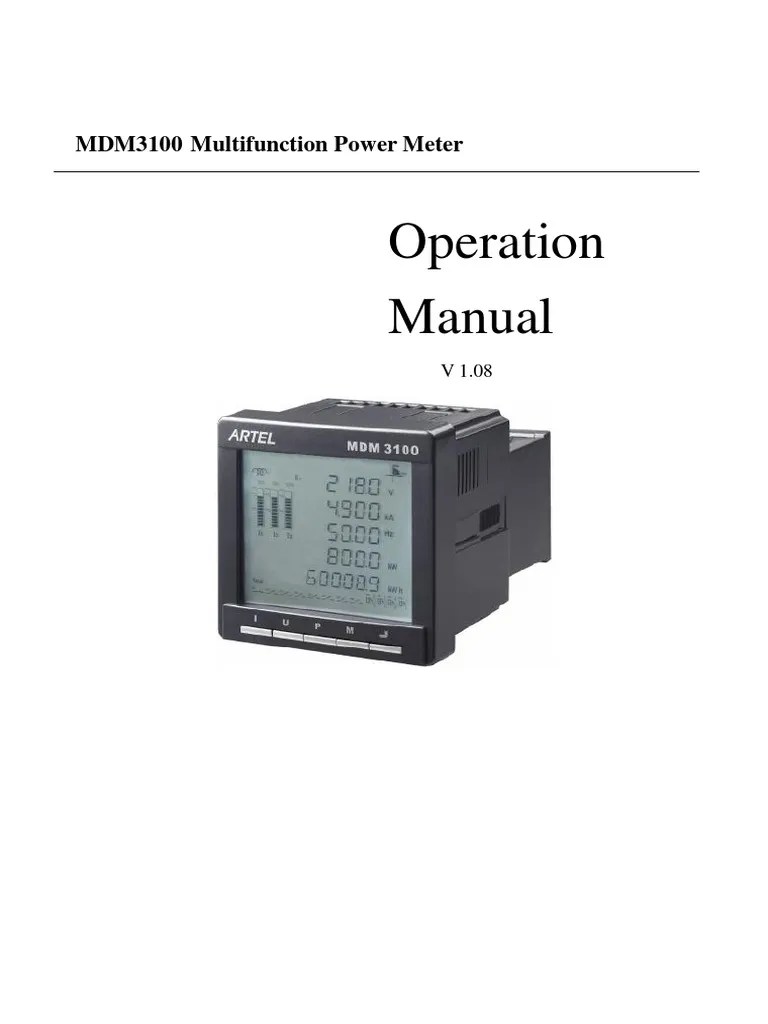 MDM 3100 Power Meter Manual PDF Ac Power Electricity
