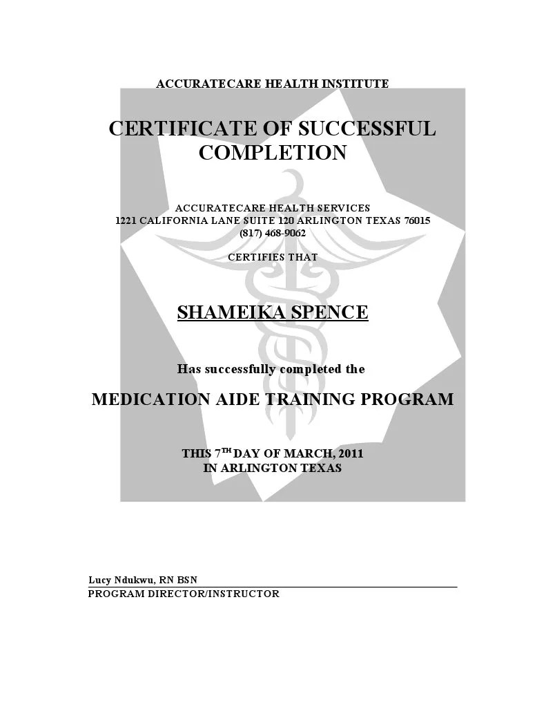 Certificate of CompletionMedication Aide 2 PDF