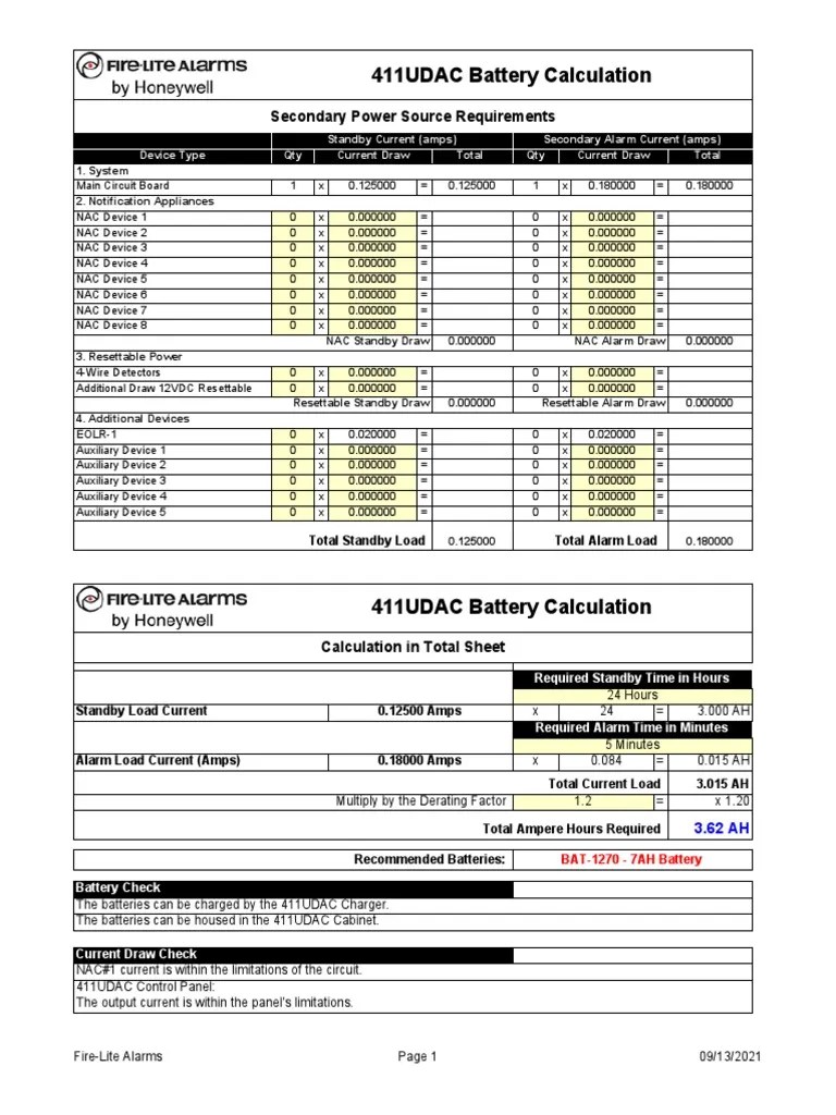 411UDAC Battery Calculation Secondary Power Source Requirements PDF