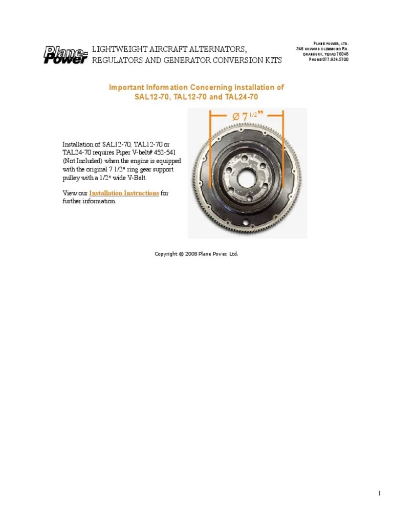 Lightweight Aircraft Alternators, Regulators and Generator Conversion