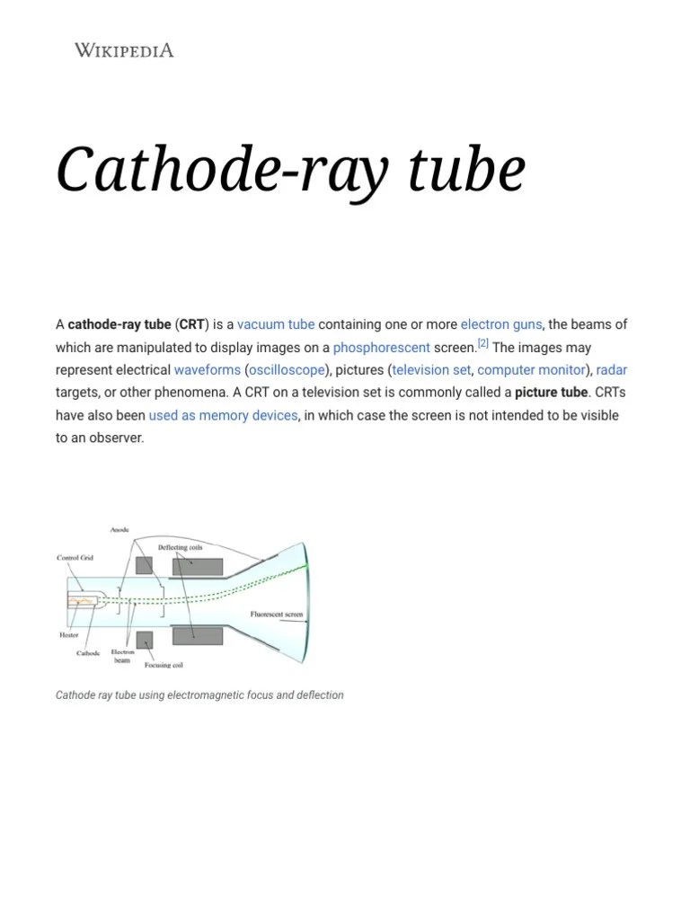 CathodeRay Tube Wikipedia PDF Computer Monitor Vacuum Tube