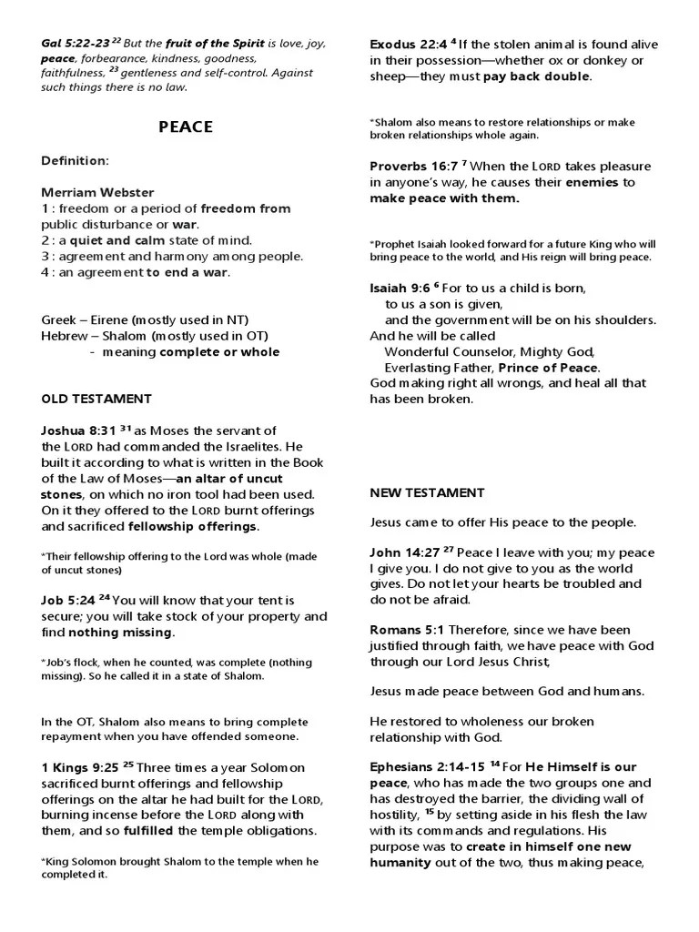 Peace Definition Merriam ster PDF Fruit Of The Holy Spirit