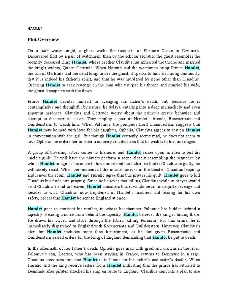 Plot Overview Hamlet PDF Hamlet Plays Based On European Myths