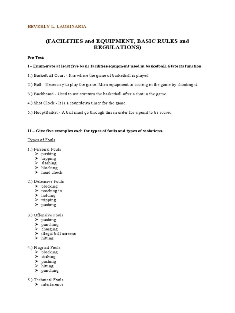 Facilities and Equipment, Basic Rules and Regulations PDF
