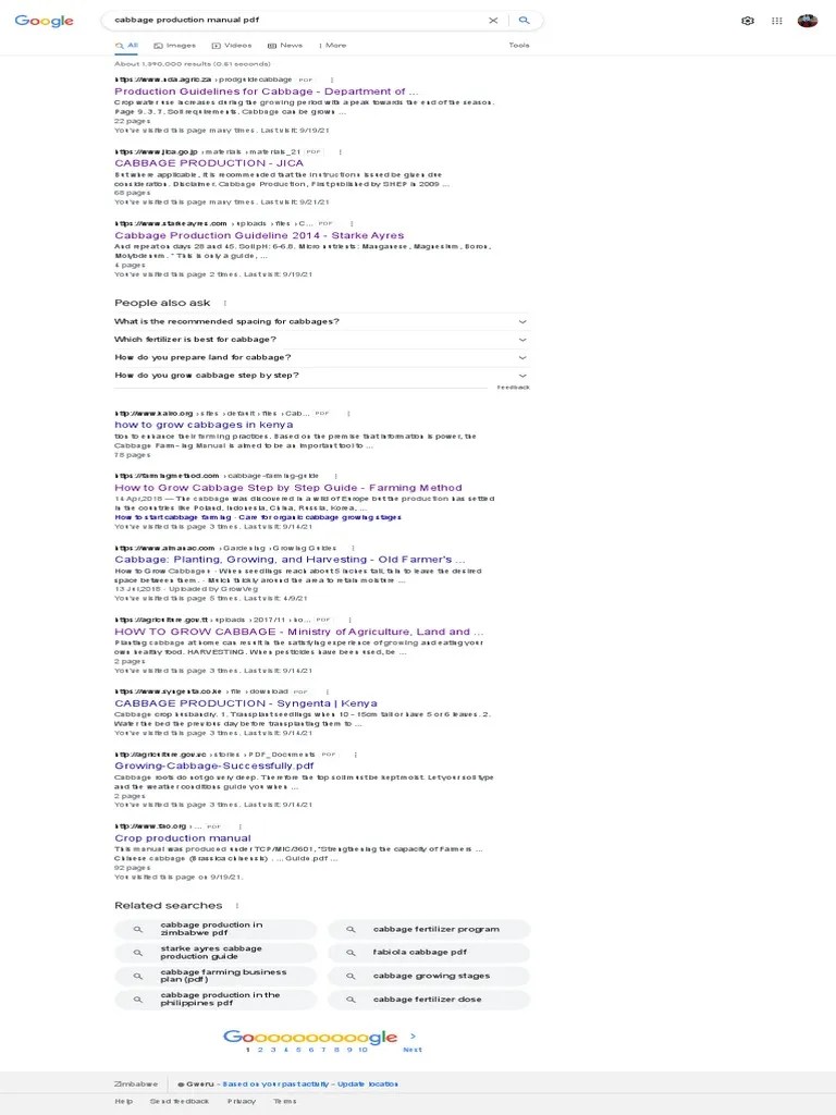 Cabbage Production Manual PDF Google Search PDF Cabbage Agriculture