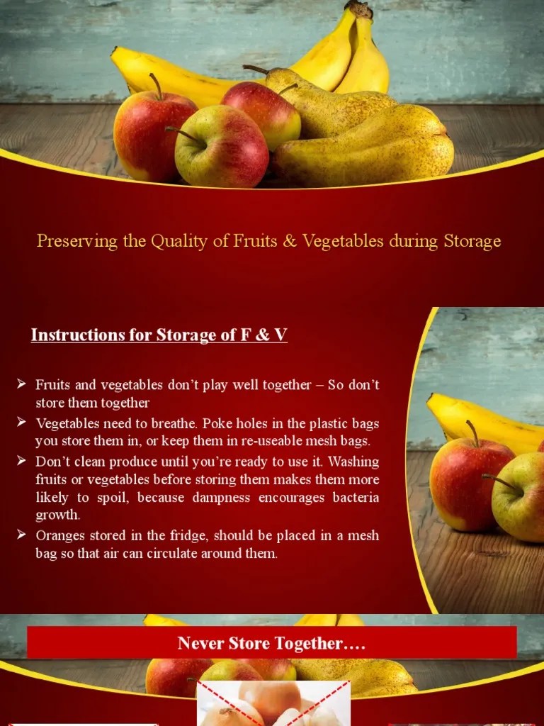 Fruits & Vegetables Storage Guidelines PDF Vegetables Tomato