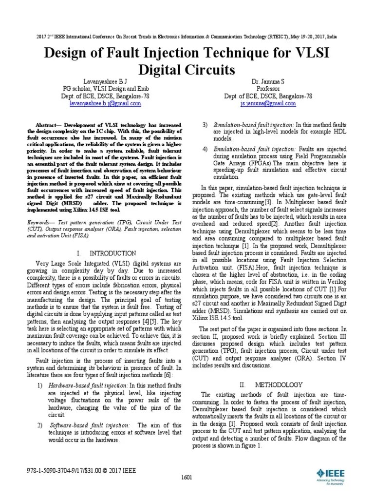 R10 Design of Fault Injection Technique For VLSI Digital Circuits