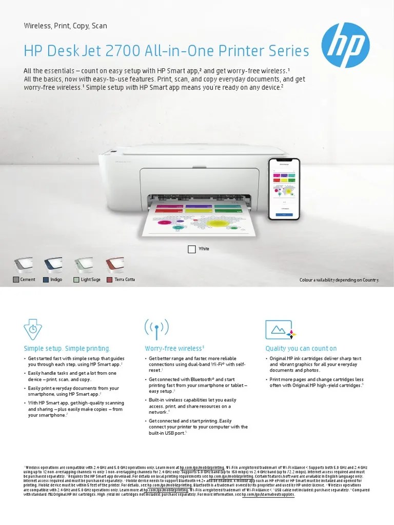 HP Deskjet 2700 All-In-One Printer Series: Wireless, Print,