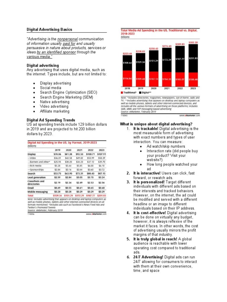 Digital Advertising Basics PDF Advertising Online Advertising