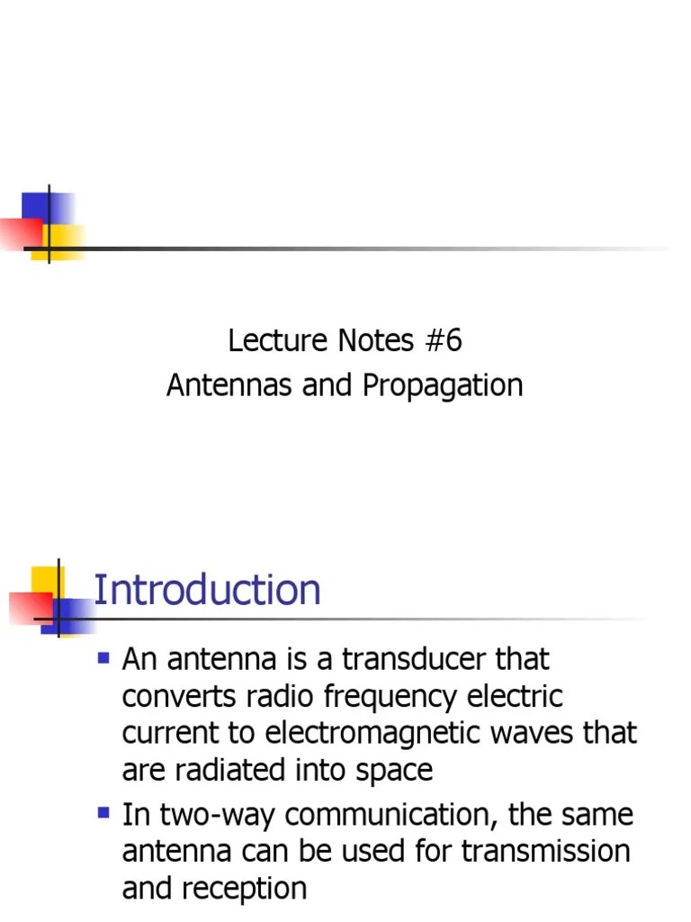 Lecture Notes 6 Antennas and Propagation PDF Antenna (Radio) Radio Propagation