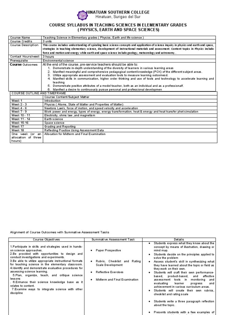Teaching Science in Elementary Grades (Physics, Earth and Space Science