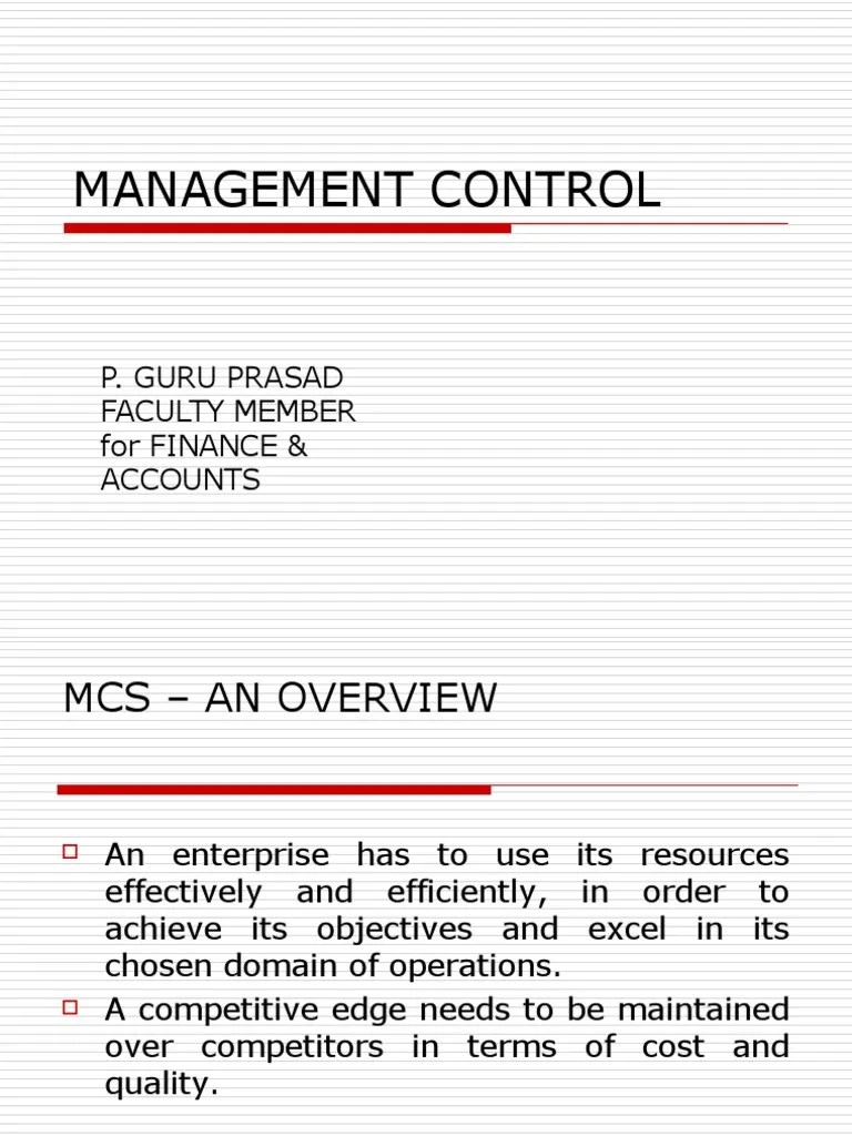 management control systems Introduction 2 Goal Business