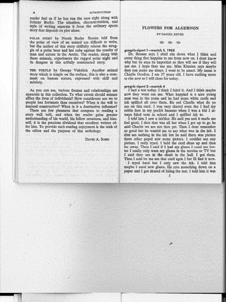 Flowers For Algernon Story PDF