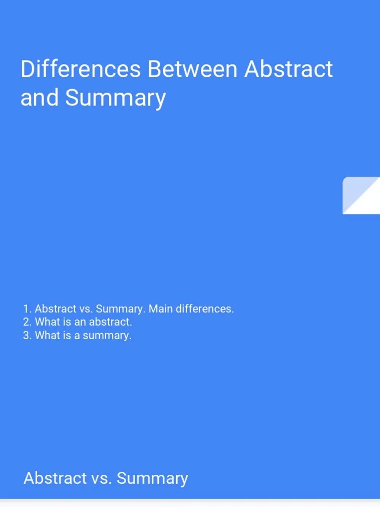 Topic 1 Differences Between Abstract and Summary PDF Abstract (Summary) Essays