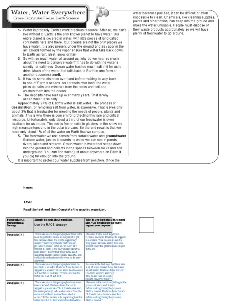 Water Water Everywhere Reading Summative Prep | PDF | Water | Fresh Water
