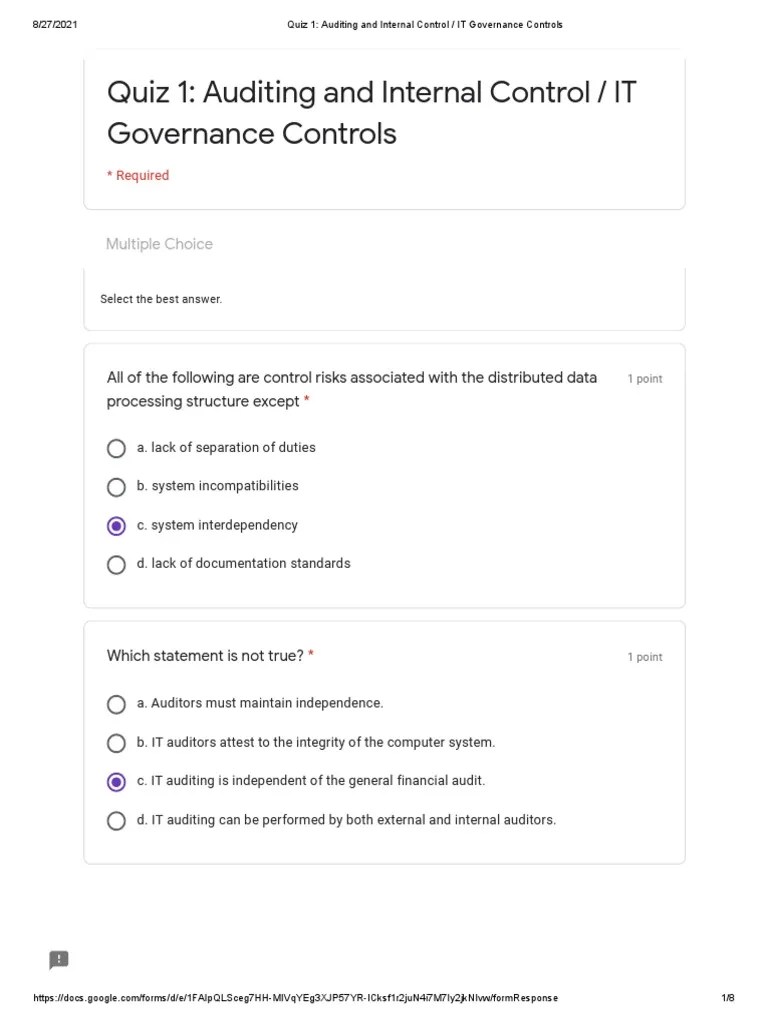 An Accurate Assessment of Auditing Principles and IT Controls Assessed